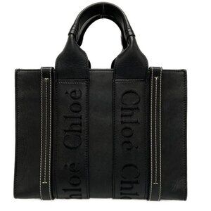Chloé Authentic Black Small Woody Tote Smooth Calfskin